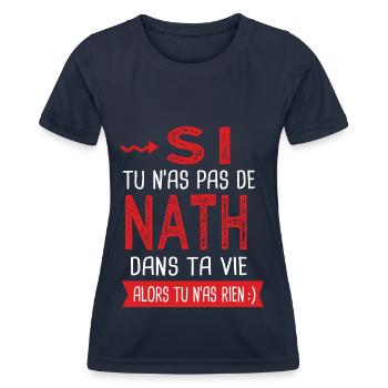 Nath dans ta vie Humour Nathalie Nathan - T-shirt sport Femme - bleu marine - Devant - AI Model Female 172 light (172cm)