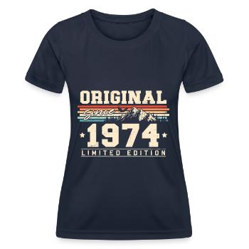 Jahrgang 1974 geboren Vintage Geburtstag Geschenk - Frauen Funktions-T-Shirt - Navy - Vorne - AI Model Female 172 light (172cm)