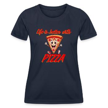 Pizza, Ich Liebe Pizza - Frauen Funktions-T-Shirt - Navy - Vorne - AI Model Female 172 light (172cm)