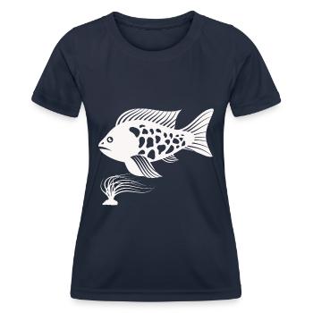 Fisch Aquarium Meerestier Klima Umweltschutz - Frauen Funktions-T-Shirt - Navy - Vorne - AI Model Female 172 light (172cm)