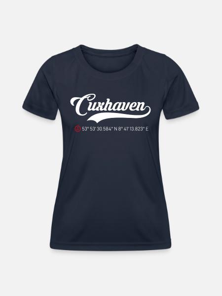 Cuxhaven Koordinaten - Frauen Funktions-T-Shirt - Navy