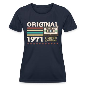 52e anniversaire Vintage Cassette Vintage 1971 - T-shirt sport Femme - bleu marine - Devant - AI Model Female 172 light (172cm)