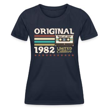41e anniversaire Vintage Cassette Vintage 1982 - T-shirt sport Femme - bleu marine - Devant - AI Model Female 172 light (172cm)