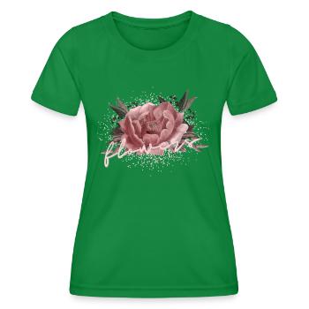 Flowers Pfingstrose Rosa - Frauen Funktions-T-Shirt - Kelly Green - Vorne - AI Model Female 172 dark (172cm)