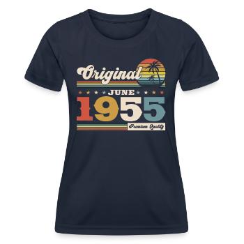 Original Juni 1955 Jahrgang 1955 Geburtstag 1955 - Frauen Funktions-T-Shirt - Navy - Vorne - AI Model Female 172 light (172cm)
