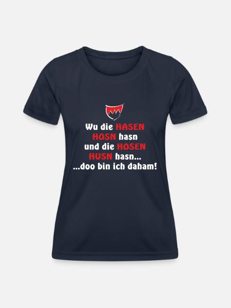Wu die Hasen Hosn hasn... - Frauen Funktions-T-Shirt - Navy