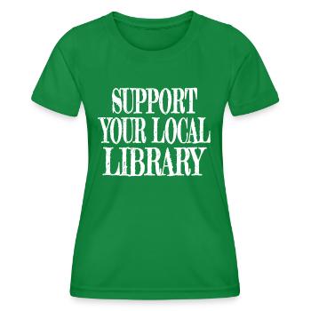 book cat wine book fan quote comics awesome lover - Frauen Funktions-T-Shirt - Kelly Green - Vorne - AI Model Female 172 dark (172cm)