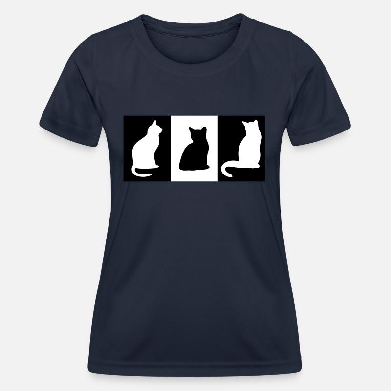 DZ0004 Cat Tile Cat Statue - Women's Functional T-Shirt - navy
