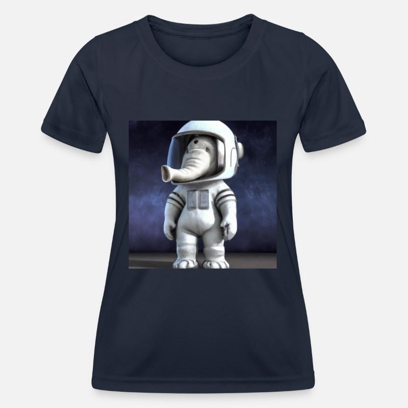 Astronaut Elephant: Unique Design - Women's Functional T-Shirt - navy