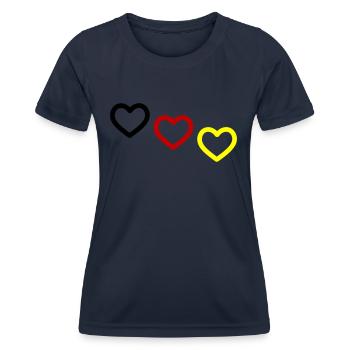 L’équipe des cœurs d’Allemagne - T-shirt sport Femme - bleu marine - Devant - AI Model Female 172 light (172cm)
