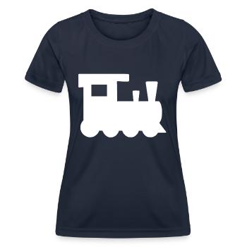 Lokomotive Kinderspielzeug Zug Bahn Verkehr - Frauen Funktions-T-Shirt - Navy - Vorne - AI Model Female 172 light (172cm)