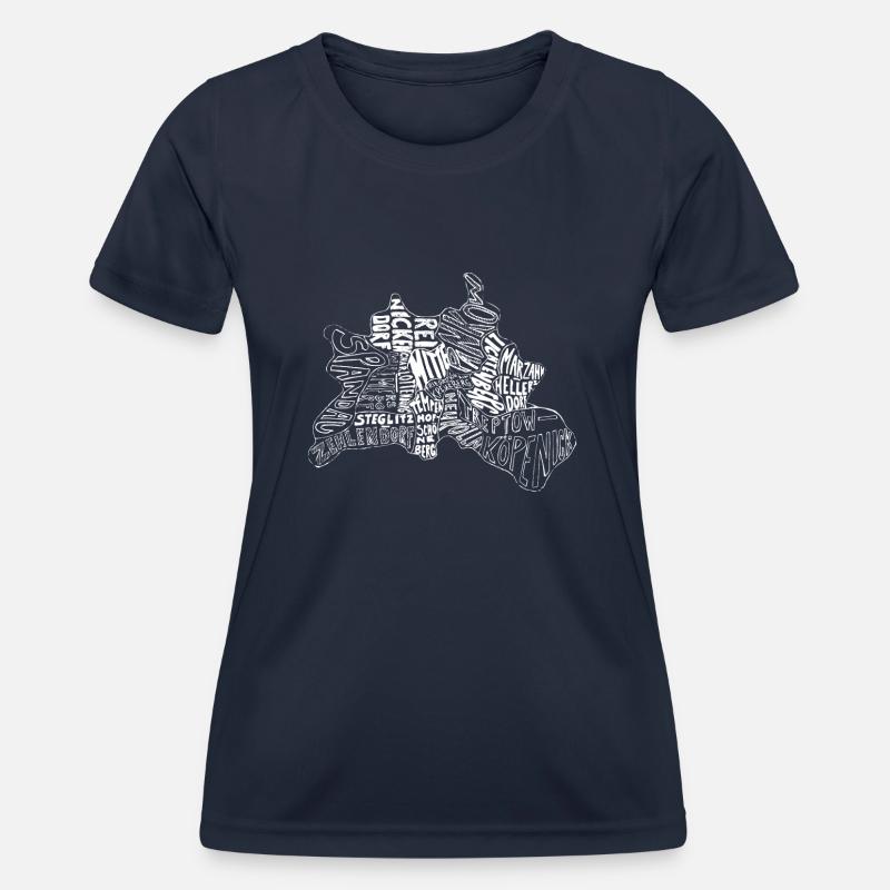 Berlin map Districts - Women's Functional T-Shirt - navy