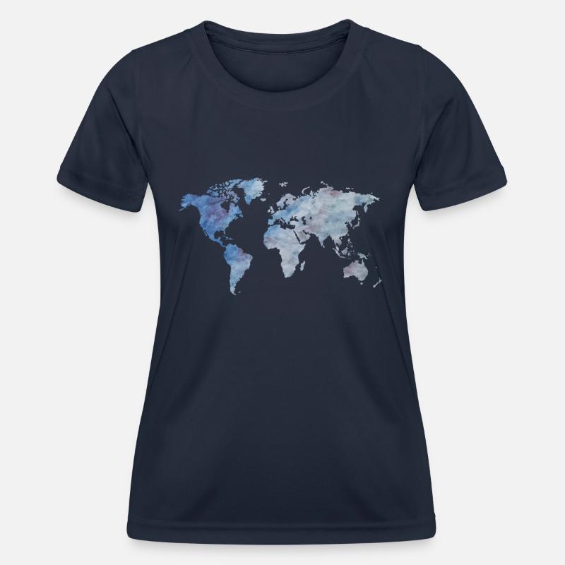 blueWorldmap - Women's Functional T-Shirt - navy