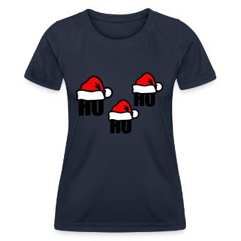 Weihnachtsmütze ho ho ho - Frauen Funktions-T-Shirt - Navy - Vorne - AI Model Female 172 light (172cm)