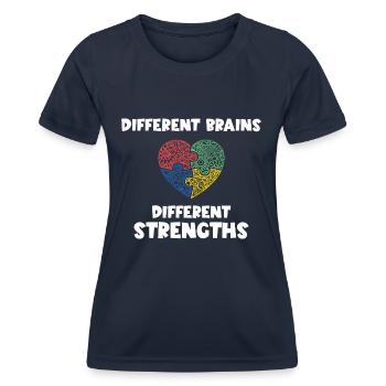 Dictons sur l’autisme - T-shirt sport Femme - bleu marine - Devant - AI Model Female 172 light (172cm)