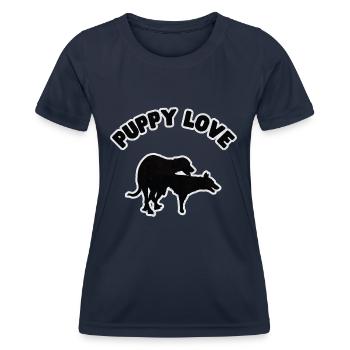Puppy Love Black Grunge - T-shirt sport Femme - bleu marine - Devant - AI Model Female 172 light (172cm)