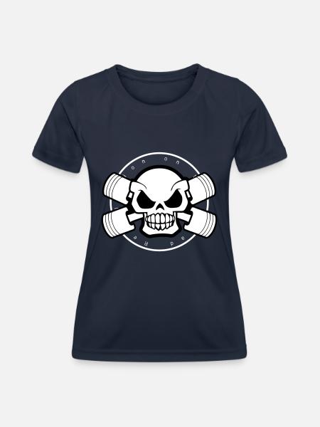 Head Bones Motors - Frauen Funktions-T-Shirt - Navy