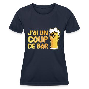 J’ai un coup de bar - T-shirt sport Femme - bleu marine - Devant - AI Model Female 172 light (172cm)