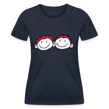 2 friends head face couple family painted child kr - Women's Functional T-Shirt - navy - Front - AI Model Female 172 light (172cm)