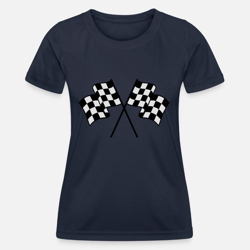 Checkered Flags 2 color - Women's Functional T-Shirt - navy