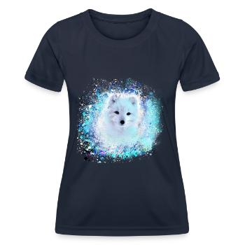 bleu , renard polaire, renard, blanc ,aquarelle ,peinture - T-shirt sport Femme - bleu marine - Devant - AI Model Female 172 light (172cm)