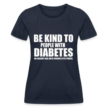 Diabetes lustiges Sprichwort - Frauen Funktions-T-Shirt - Navy - Vorne - AI Model Female 172 light (172cm)