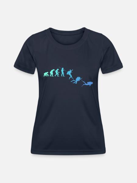 Tauchen Taucher Evolution - Frauen Funktions-T-Shirt - Navy