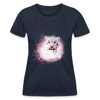 snow leopard,cat,leopard,white,wildcat - Women's Functional T-Shirt - navy - Front - AI Model Female 172 light (172cm)
