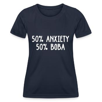 50% Anxiety 50% Boba Tea Lover Tea Drinker Cup Bre - Frauen Funktions-T-Shirt - Navy - Vorne - AI Model Female 172 light (172cm)