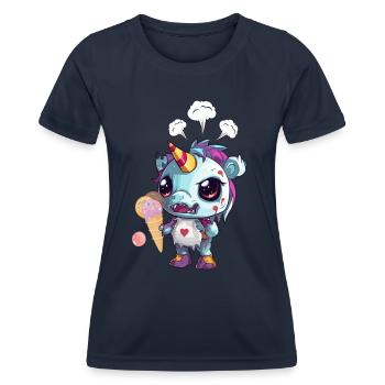 Angry Unicorn - Angry Unicorn - Unicorn Evil - Women's Functional T-Shirt - navy - Front - AI Model Female 172 light (172cm)