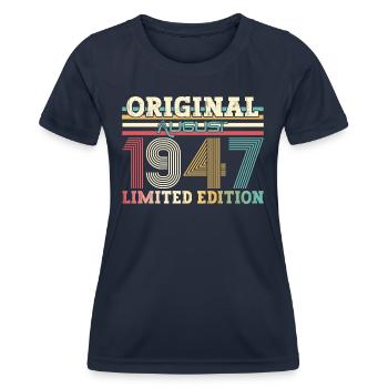 77th Birthday Original August 1947 Born 1947 - Women's Functional T-Shirt - navy - Front - AI Model Female 172 light (172cm)