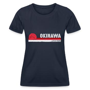 Okinawa Japan Retro Heritage Souvenir für Männer - Frauen Funktions-T-Shirt - Navy - Vorne - AI Model Female 172 light (172cm)