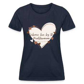 I Love with Heart Marseille - Women's Functional T-Shirt - navy - Front - AI Model Female 172 light (172cm)