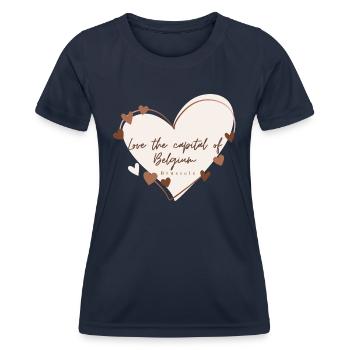 I Love with Heart Brussels - Women's Functional T-Shirt - navy - Front - AI Model Female 172 light (172cm)