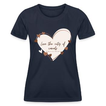I Love with Heart Amsterdam - Women's Functional T-Shirt - navy - Front - AI Model Female 172 light (172cm)