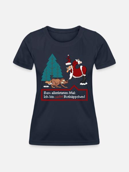 Weihnachtsmann & Wolf (Kein-Rotkäppchen-Edition) - Frauen Funktions-T-Shirt - Navy