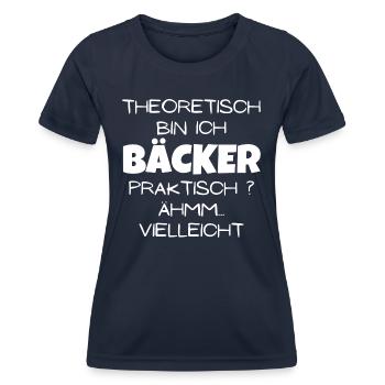 Theoretisch Bäcker - Frauen Funktions-T-Shirt - Navy - Vorne - AI Model Female 172 light (172cm)