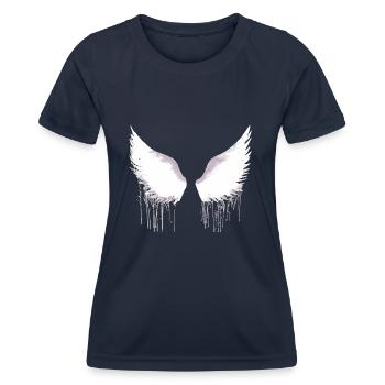 Ailes, ailes d’ange, ailes d’ange, blanc, graffiti - T-shirt sport Femme - bleu marine - Devant - AI Model Female 172 light (172cm)