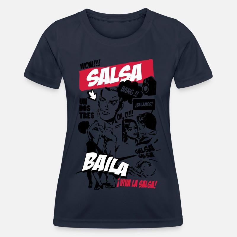 Salsa comic - Women's Functional T-Shirt - navy