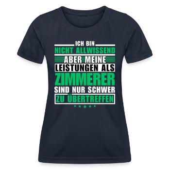 Des performances inégalées en tant que charpentier - T-shirt sport Femme - bleu marine - Devant - AI Model Female 172 light (172cm)