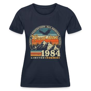 Great Since 1984 Vintage Birthday Gift - Women's Functional T-Shirt - navy - Front - AI Model Female 172 light (172cm)