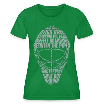 Hockey Goalie Mask (light colour design) - Women's Functional T-Shirt - kelly green - Front - AI Model Female 172 dark (172cm)