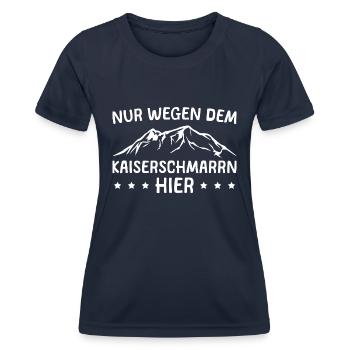 Wandern Humor Kaiserschmarrn Berge - Frauen Funktions-T-Shirt - Navy - Vorne - AI Model Female 172 light (172cm)