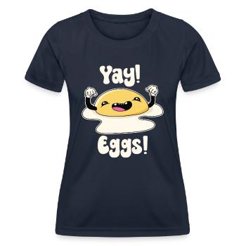Yay Oeufs - T-shirt sport Femme - bleu marine - Devant - AI Model Female 172 light (172cm)