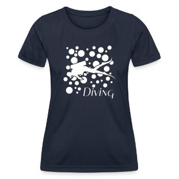 Taucher mit Luftblasen diving - Frauen Funktions-T-Shirt - Navy - Vorne - AI Model Female 172 light (172cm)