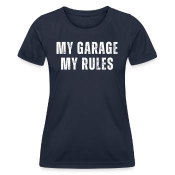 Mechanic Saying | Funny Mechanic Quote - Women's Functional T-Shirt - navy - Front - AI Model Female 172 light (172cm)