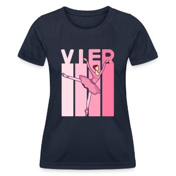 4.Geburtstag Mädchen Pink Ballerina Retro Style - Frauen Funktions-T-Shirt - Navy - Vorne - AI Model Female 172 light (172cm)