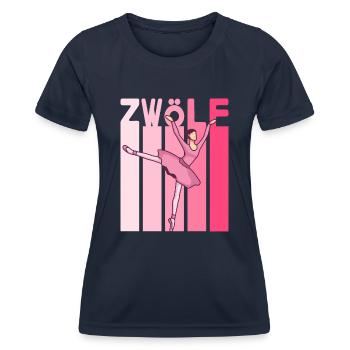 12.Geburtstag Mädchen Pink Ballerina Retro Style - Frauen Funktions-T-Shirt - Navy - Vorne - AI Model Female 172 light (172cm)