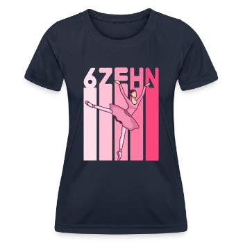16.Geburtstag Mädchen Pink Ballerina Retro Style - Frauen Funktions-T-Shirt - Navy - Vorne - AI Model Female 172 light (172cm)