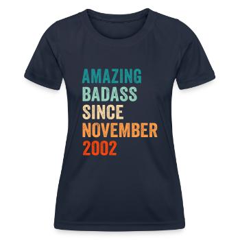 Birthday November 2002 funny vintage design - Women's Functional T-Shirt - navy - Front - AI Model Female 172 light (172cm)